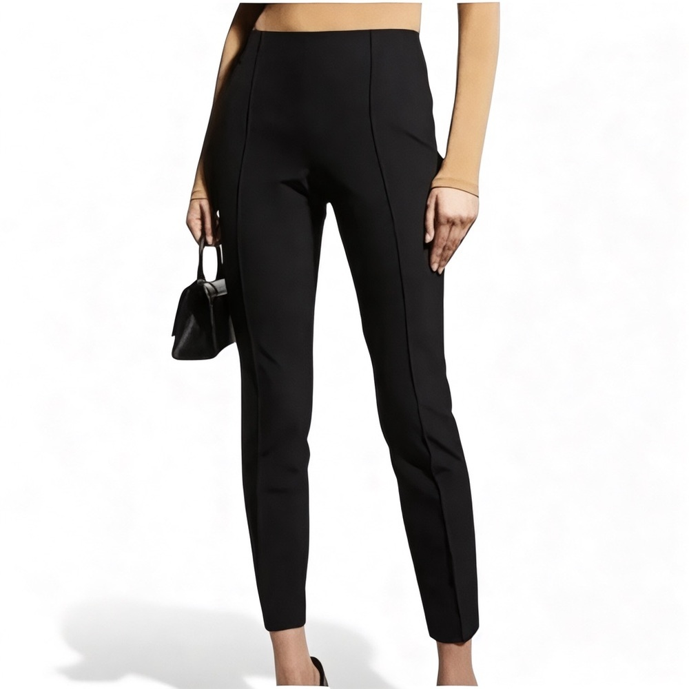 Lafayette 148 Gramercy Pants Sz 14W Pintuck Stretch Tapered Leg Black Office